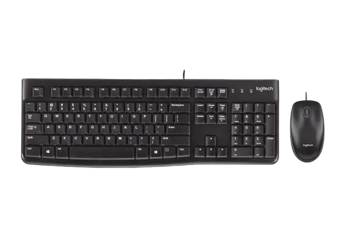 Клавиатура и мышь Logitech MK120, Проводное, Чёрный