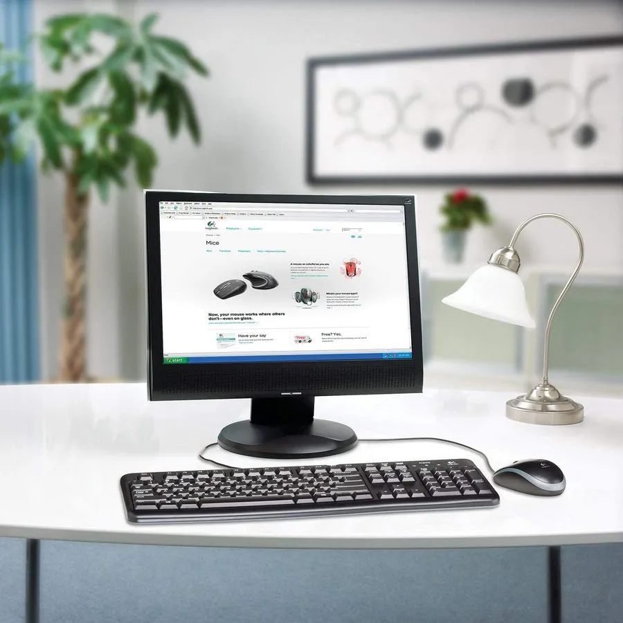 Клавиатура и мышь Logitech MK120, Проводное, Чёрный