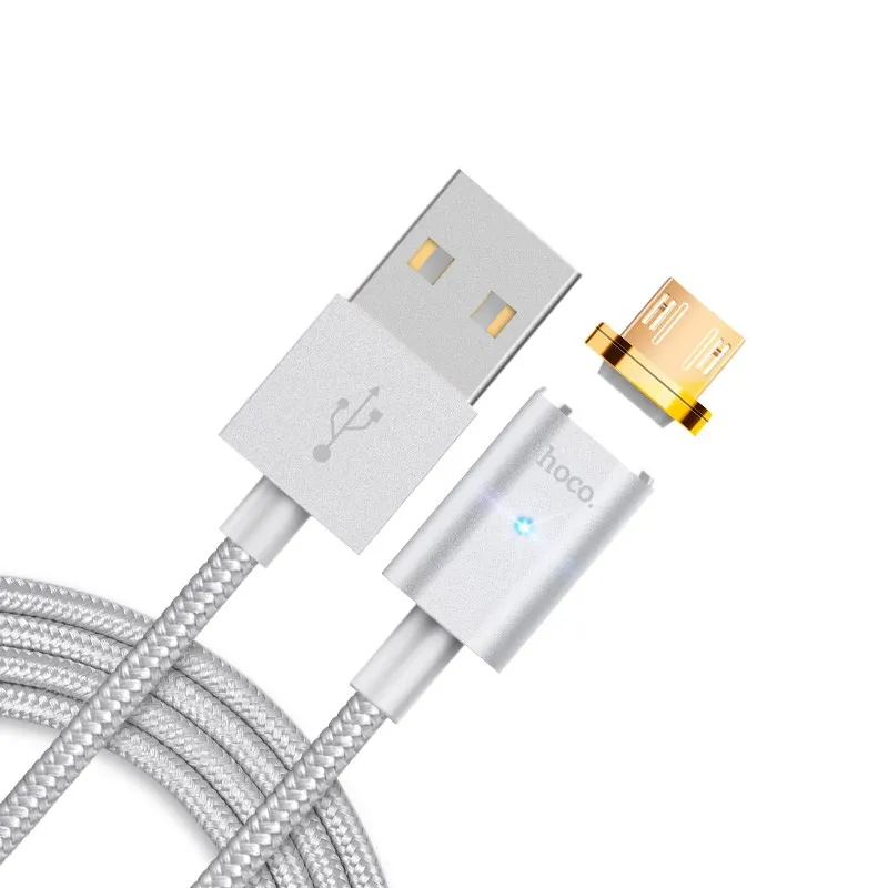 Зарядный кабель Hoco U16 Magnetic Lightning Cable, USB Type-A/Lightning, 1,2м, Серебристый