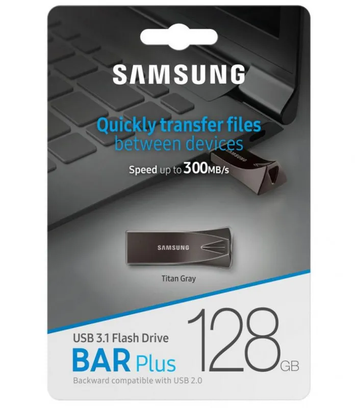 USB Flash накопитель Samsung Bar Plus, 128Гб, Серый