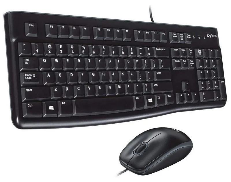 Клавиатура и мышь Logitech MK120, Проводное, Чёрный