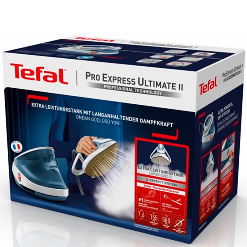 Fier de călcat cu generator de abur Tefal GV9710E0, 3000W, Alb Albastru