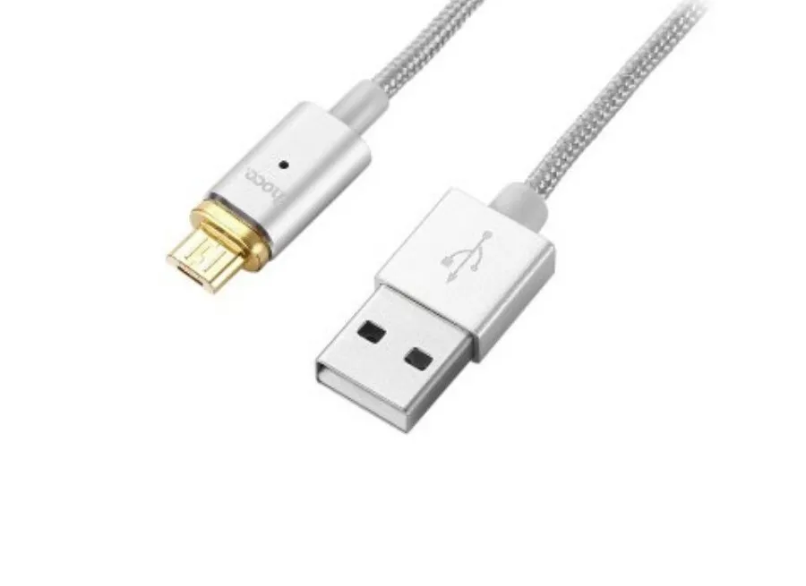 Зарядный кабель Hoco U16 Magnetic Lightning Cable, USB Type-A/Lightning, 1,2м, Серебристый