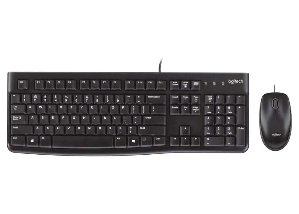 Клавиатура и мышь Logitech MK120, Проводное, Чёрный