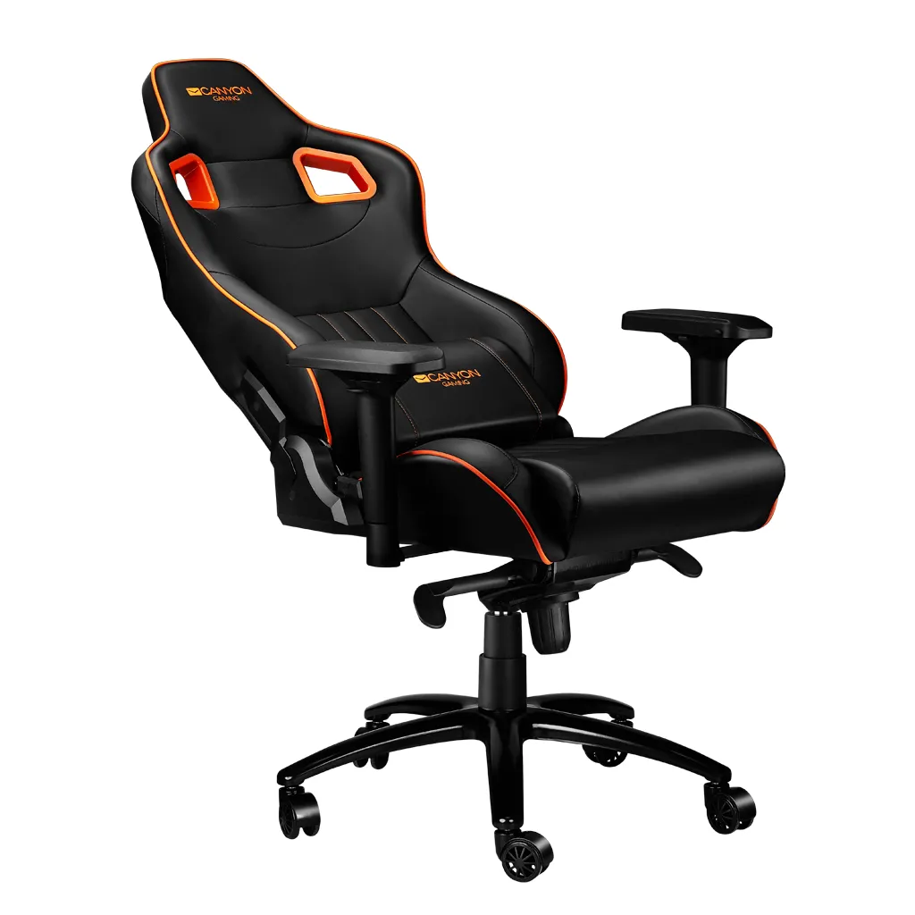 Scaun Gaming Canyon Corax, PU Piele, Negru/Portocaliu