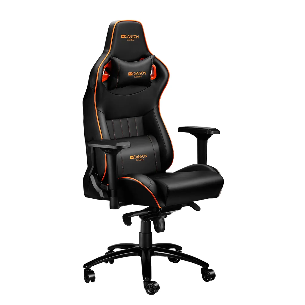 Scaun Gaming Canyon Corax, PU Piele, Negru/Portocaliu