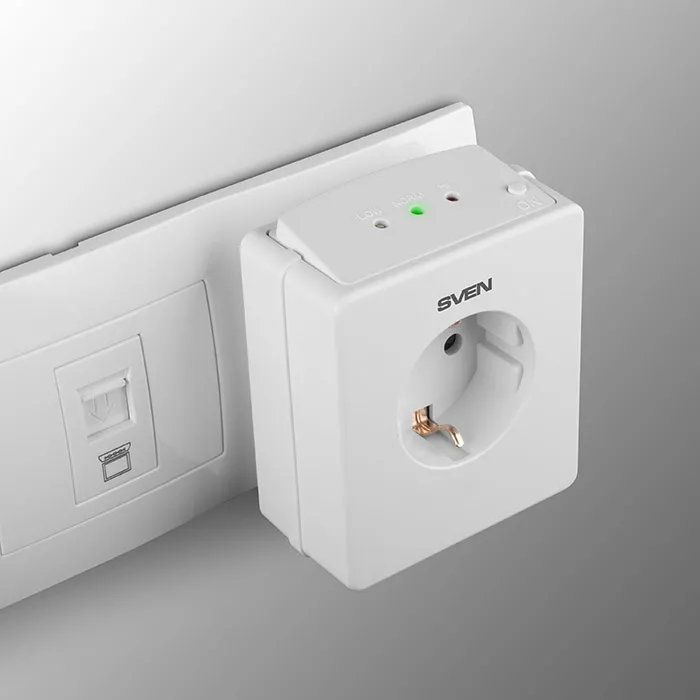 Prelungitor electric SVEN OVP-15P, 1 Prize, Alb