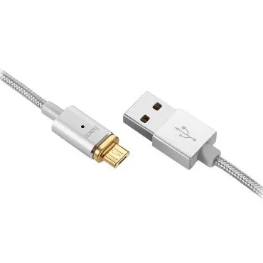 Зарядный кабель Hoco U16 Magnetic Lightning Cable, USB Type-A/Lightning, 1,2м, Серебристый
