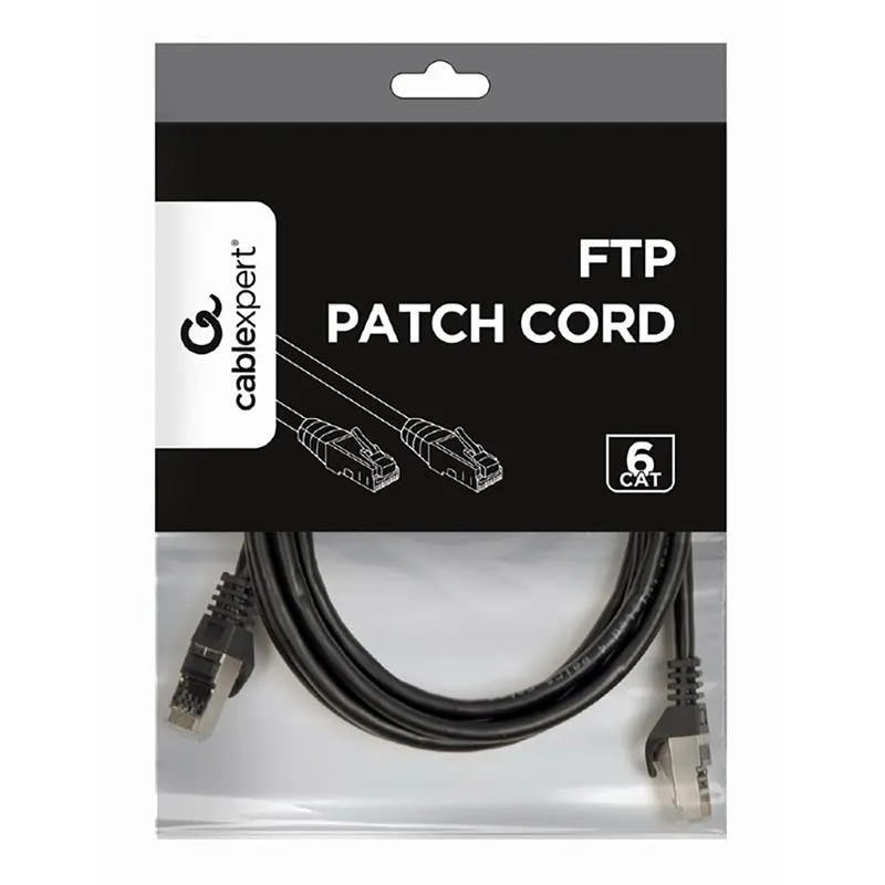 Patch cord Cablexpert PP6-2M/BK, Cat6 FTP , 2m, Negru