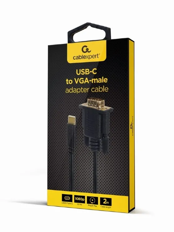 Cablu Video Cablexpert A-CM-VGAM-01, USB Type-C (M) - VGA (M), 0.15 m, Negru