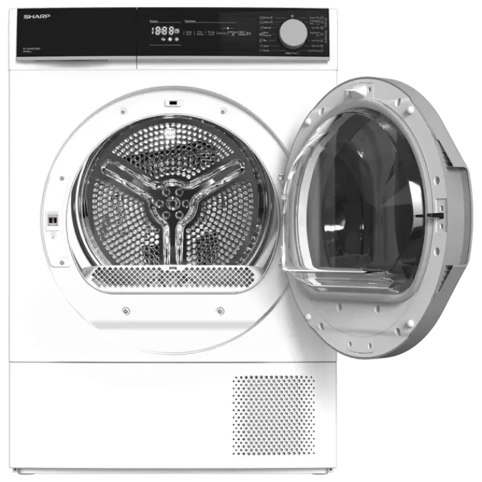 Uscător de rufe Sharp KDNHH8S7GW2EE, 8kg, Alb