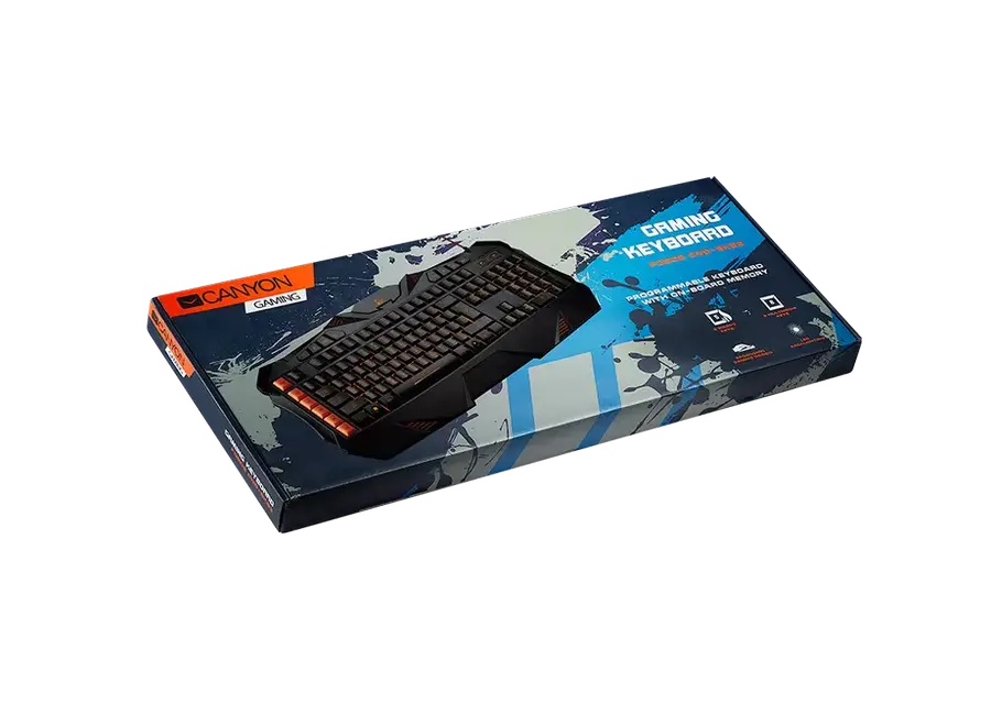 Клавиатура Canyon Fobos, Проводное, Черный/Оранжевый