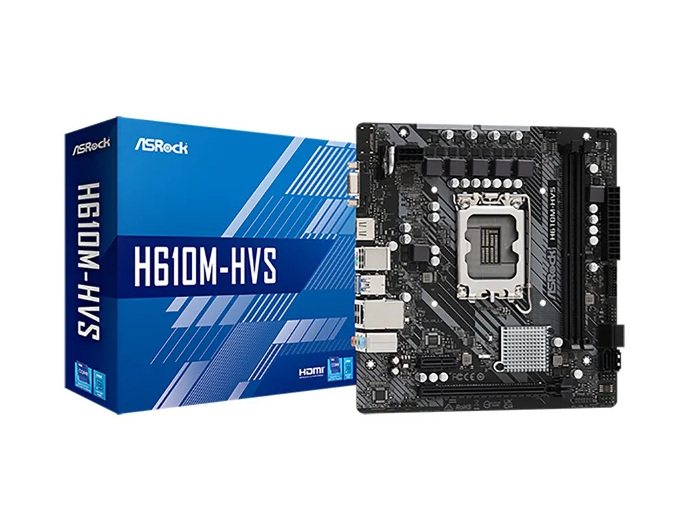 Материнская плата ASRock H610M-HVS, LGA1700, Intel H610, Micro-ATX