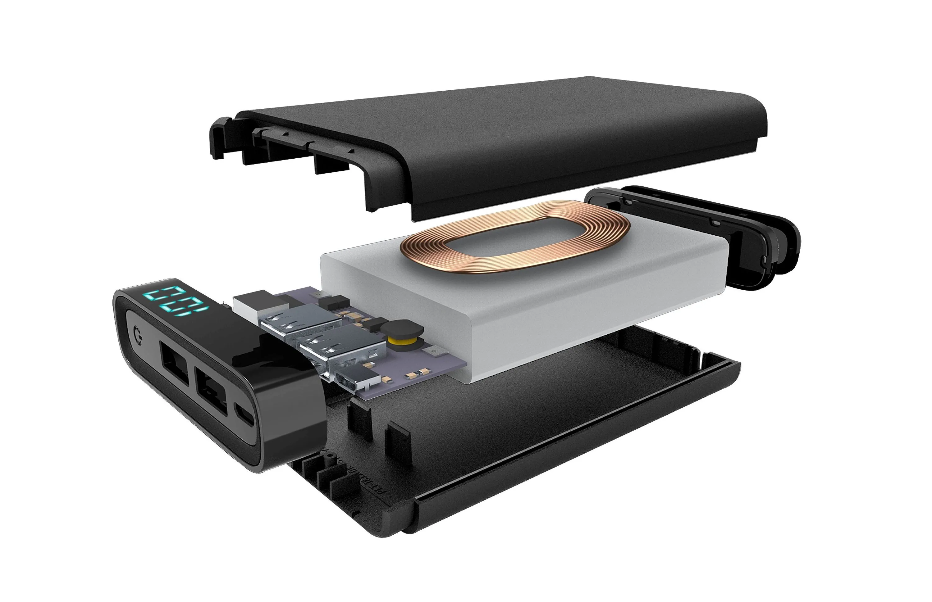 Acumulator extern Cellularline FreePower MANTA 8000 Wireless, 8mAh, Negru