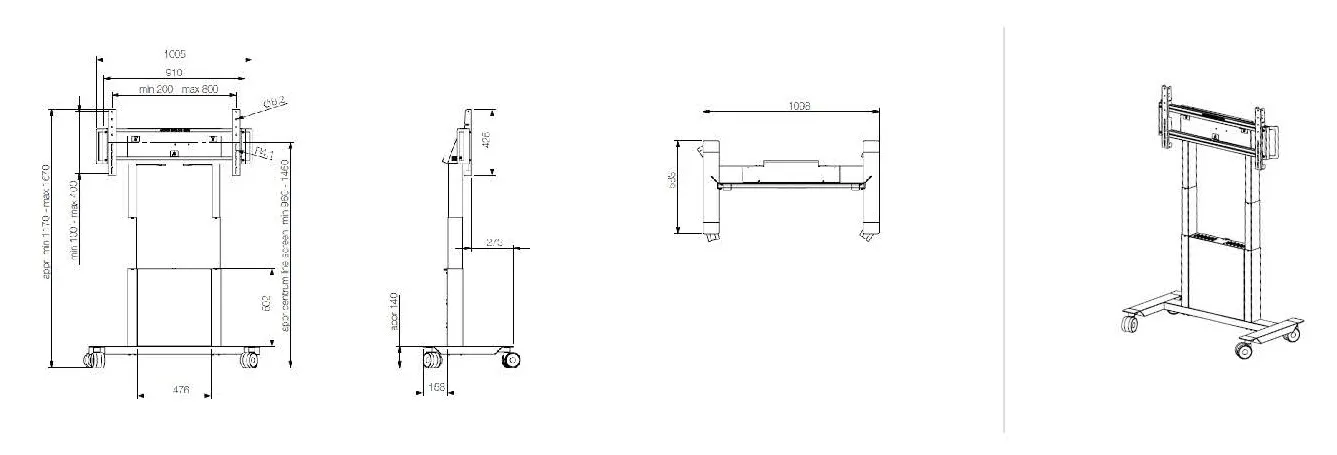 Suport TV Mobil NEC PD02MHA, Negru