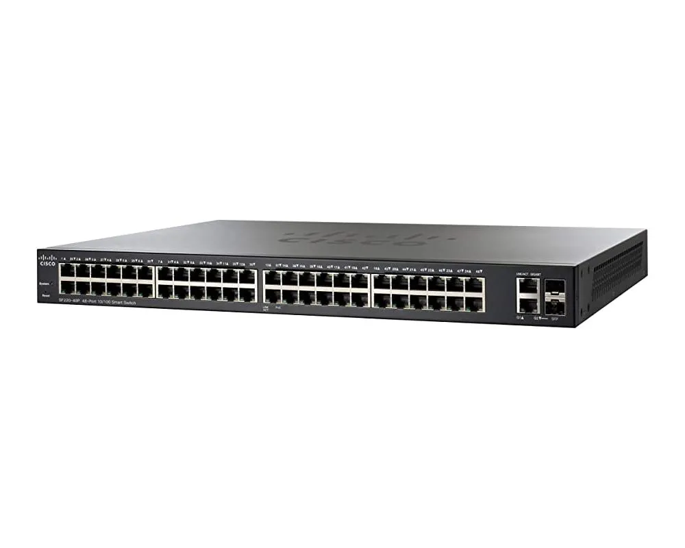 Коммутатор Cisco SF220-48P-K9-EU, 48x 10/100 Мбит/с, 2x 10/100/1000 Мбит/с