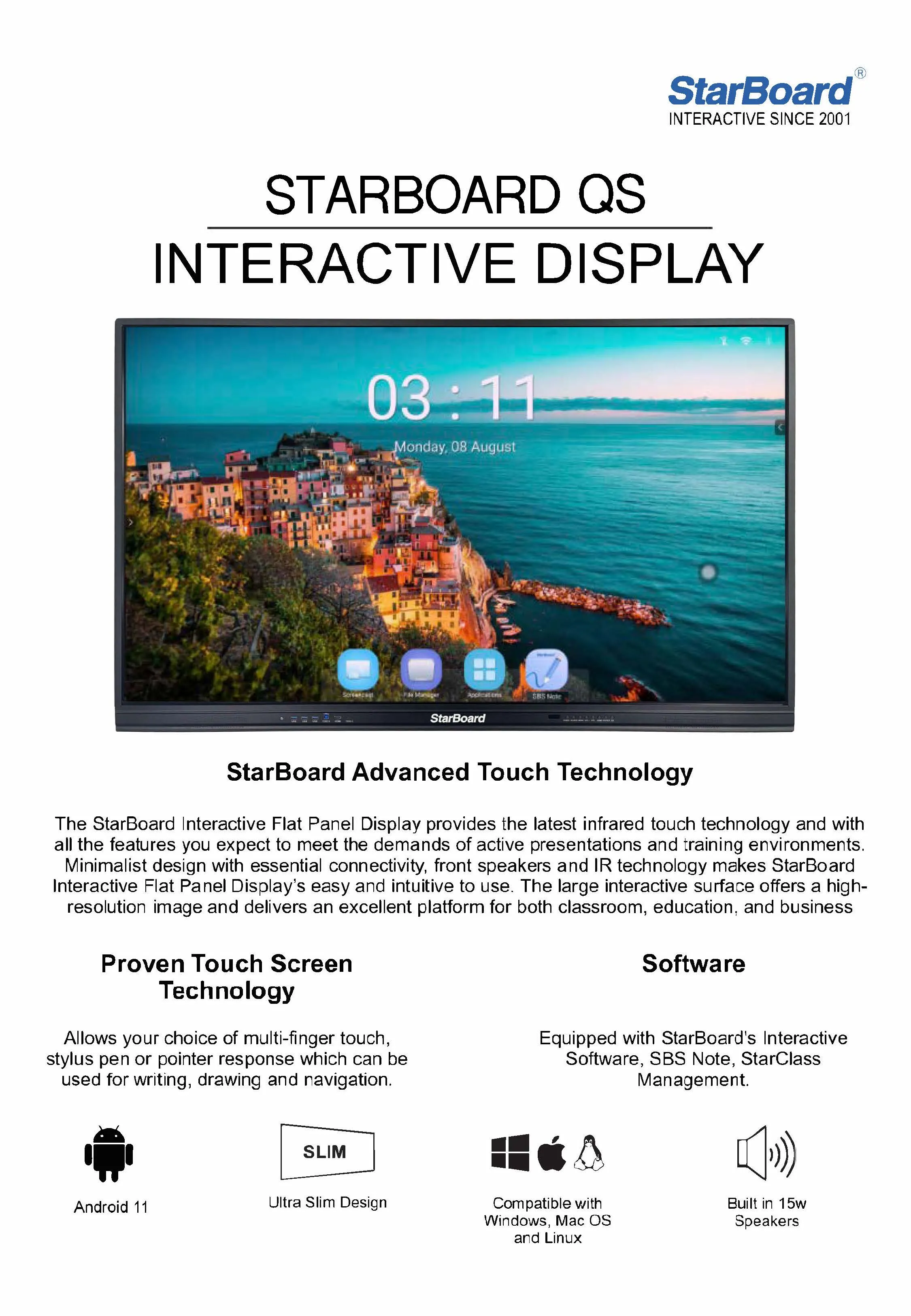 Interactive Display StarBoard IFPD-QS1-75AOC: 75
