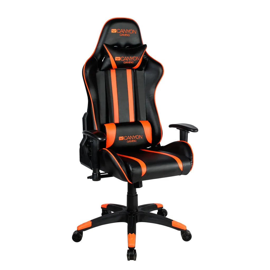 Scaun Gaming Canyon Fobos, PU Piele, Negru/Portocaliu