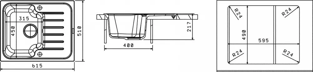 Кухонная мойка из кварца Florentina-TAIS 615 Antracit