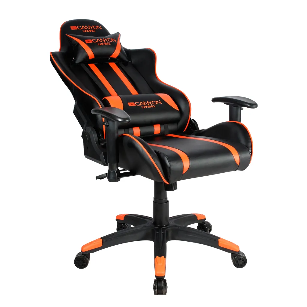 Scaun Gaming Canyon Fobos, PU Piele, Negru/Portocaliu