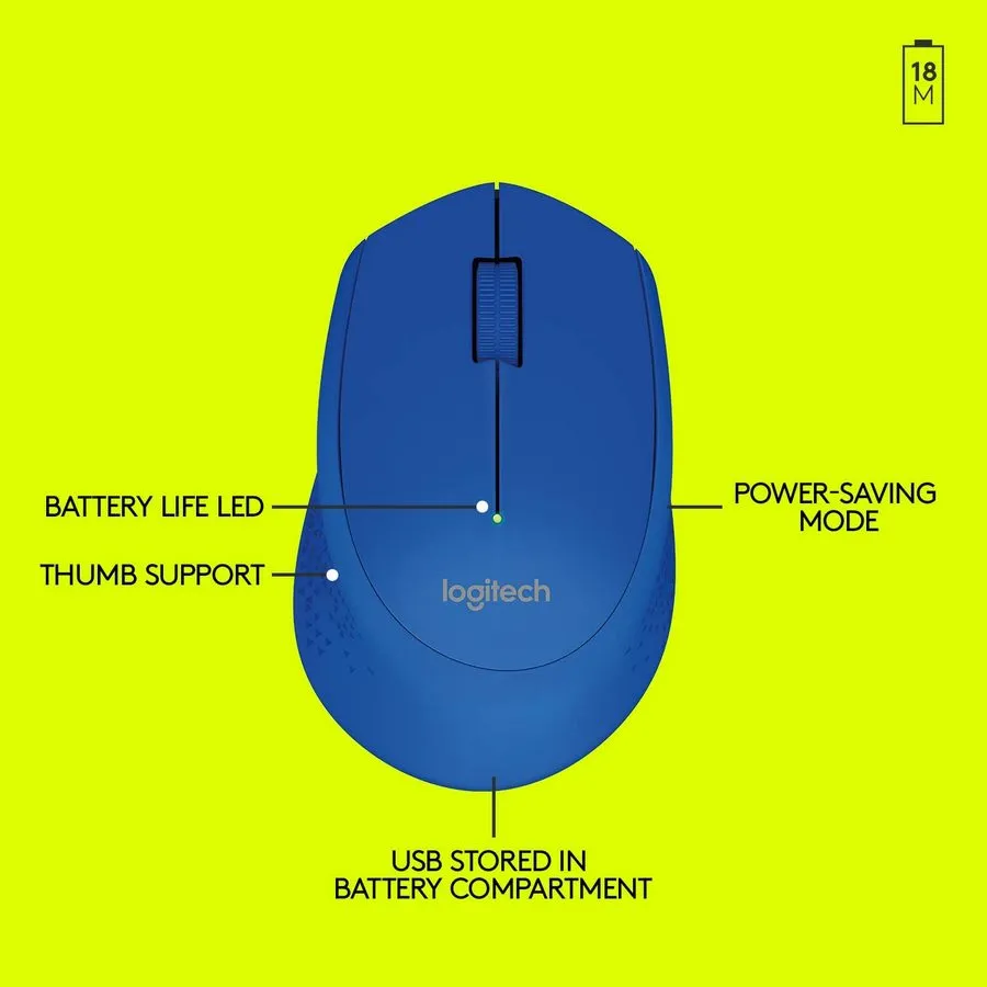 Беcпроводная мышь Logitech M280, Синий