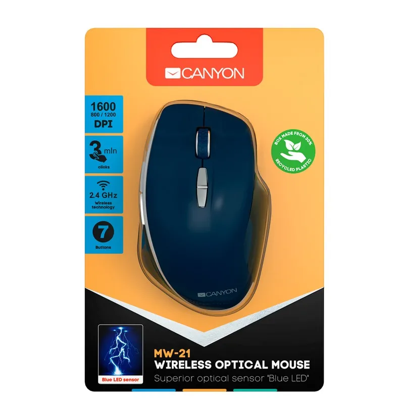 Беcпроводная мышь Canyon MW-21, Синий
