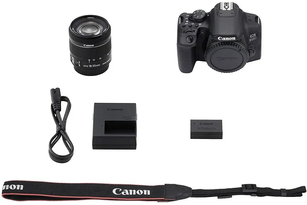 Aparat foto DSLR Canon EOS 850D + EF-S 18-55 IS, Negru