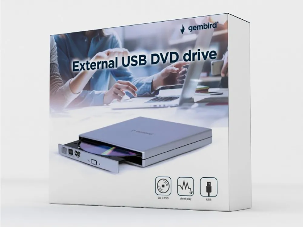 Unitate DVD-RW Gembird DVD-USB-02-SV, USB 2.0, Argintiu