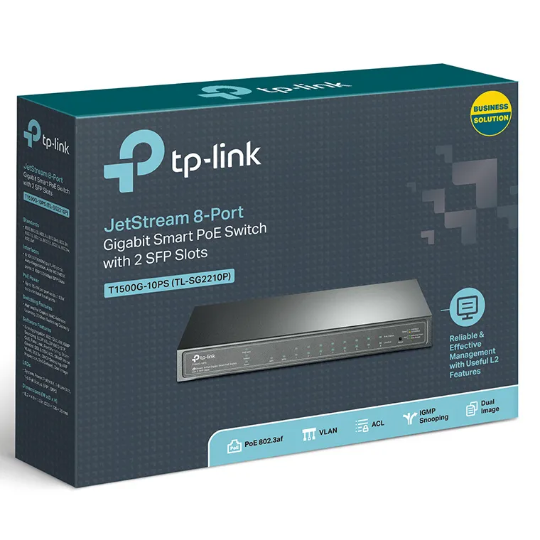 PoE коммутатор TP-LINK T1500G-10PS, 8x IEEE 802.3af