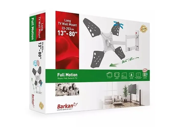 Suport TV de perete BARKAN 3400LW, Alb