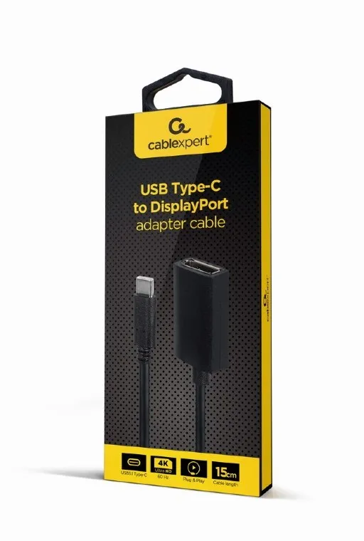 Cablu Video Cablexpert A-CM-DPF-02, USB 3.1 Type-C (M) - DisplayPort (F), 0.15 m, Negru