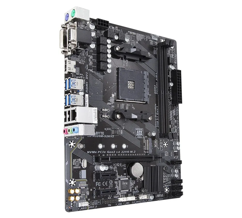 Материнская плата Gigabyte GA-A320M-S2H 1.1-3.0, AM4, AMD A320, Micro-ATX
