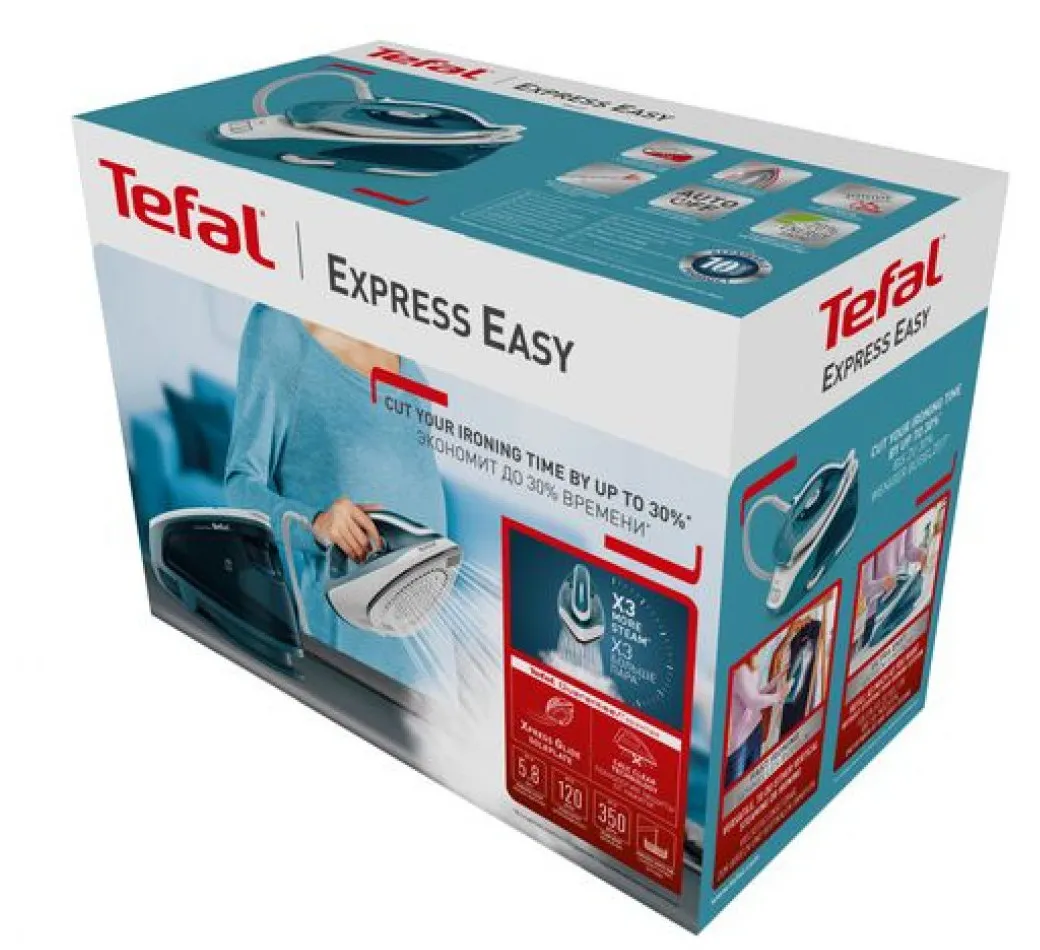 Fier de călcat cu generator de abur Tefal SV6131E0, 2200W, Albastru deschis