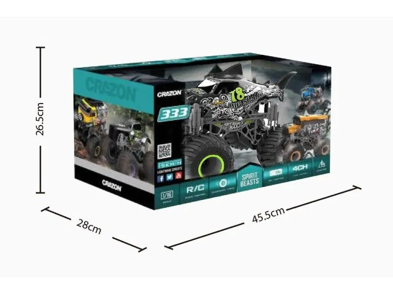 Jucărie cu telecomandă Crazon Oversize Wheel Cross-Road, 1:16, Negru/Verde (333-19164B)