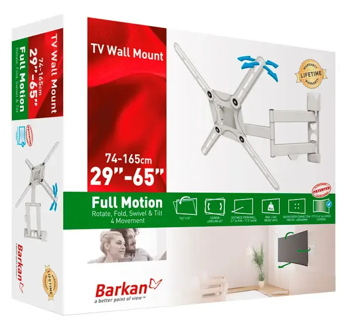 Suport TV de perete  BARKAN 3400W, Alb