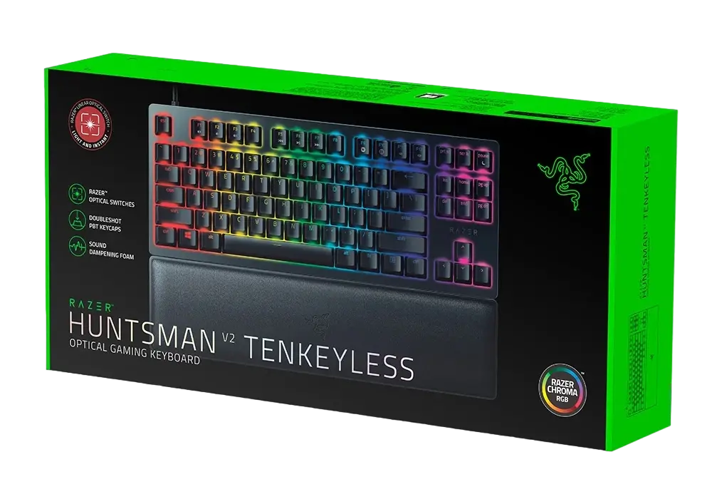Gaming Keyboard Razer Huntsman V2, Optical Linear SW, Digital Dial,Wrist Rest, US Layout, USB, Black