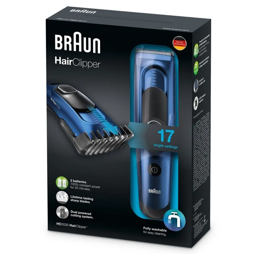Машинка для стрижки Braun HC5030, Синий | Чёрный