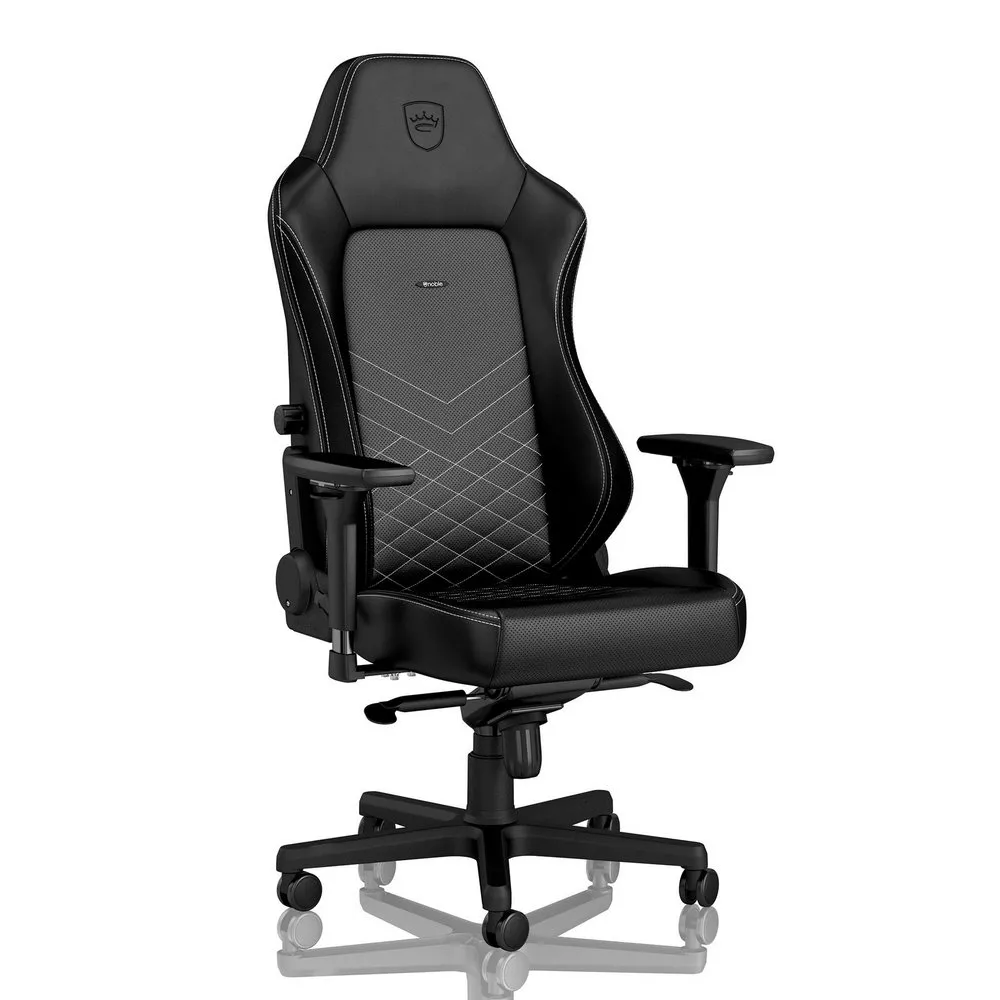 Scaun Gaming Noblechairs Hero, PU Piele, Negru/Alb