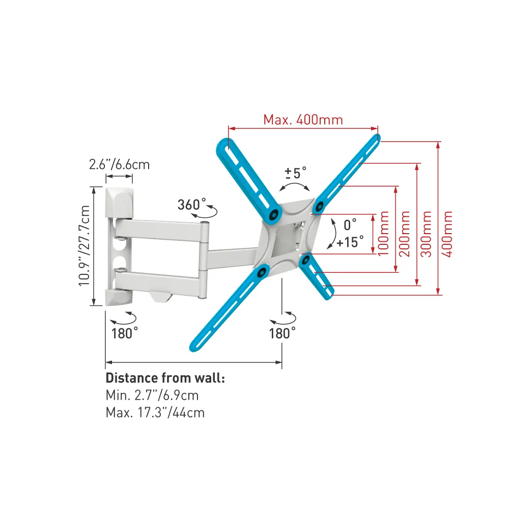 Suport TV de perete  BARKAN 3400W, Alb