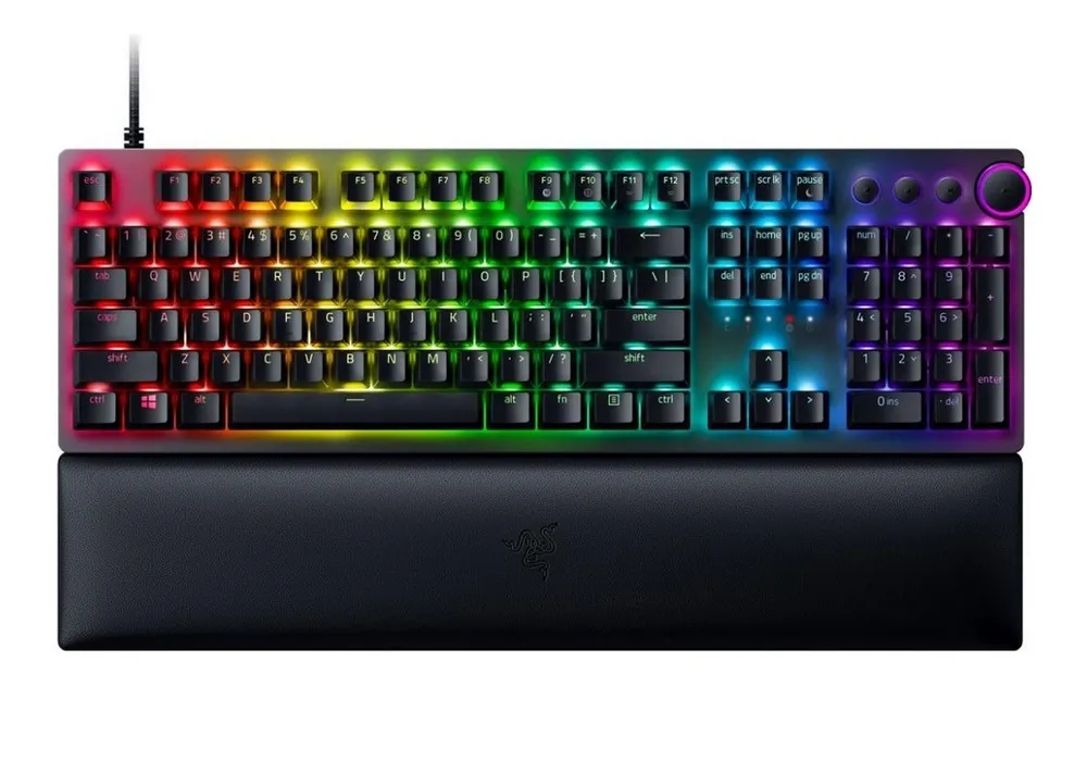 Gaming Keyboard Razer Huntsman V2, Optical Linear SW, Digital Dial,Wrist Rest, US Layout, USB, Black