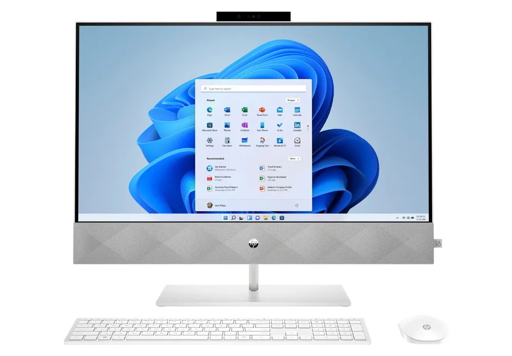 Computer All-in-One HP Pavilion 27-CA0019UR, 27", AMD Ryzen 5 5500U, 16GB/512GB, FreeDOS, Alb