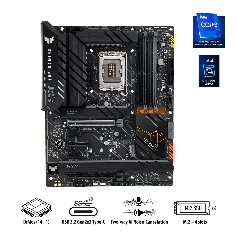 Материнская плата ASUS TUF GAMING Z690-PLUS D4, LGA1700, Intel Z690, ATX