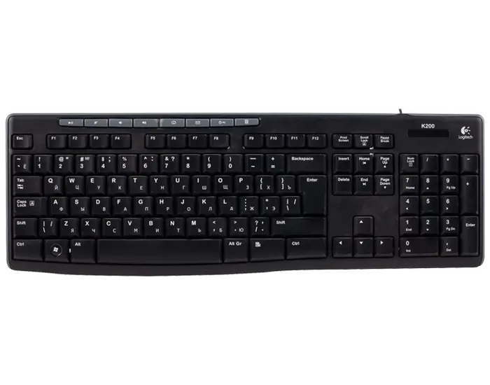 Клавиатура Logitech K200, Проводное, Чёрный