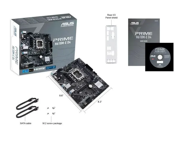 Материнская плата ASUS PRIME H610M-E D4, LGA1700, Intel H610, Micro-ATX