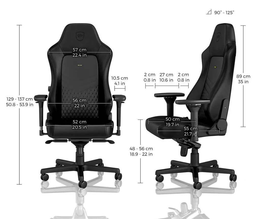 Scaun Gaming Noblechairs Hero, Piele naturală, Negru