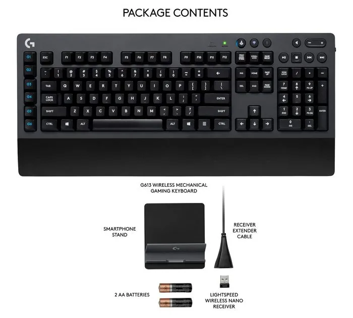 Клавиатура Logitech G613, Беспроводное, Чёрный