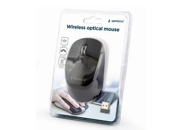 Wireless Mouse Gembird MUSW-4B-05,  800-1600 dpi, 4 buttons, Ambidextrous, 1xAA, Black