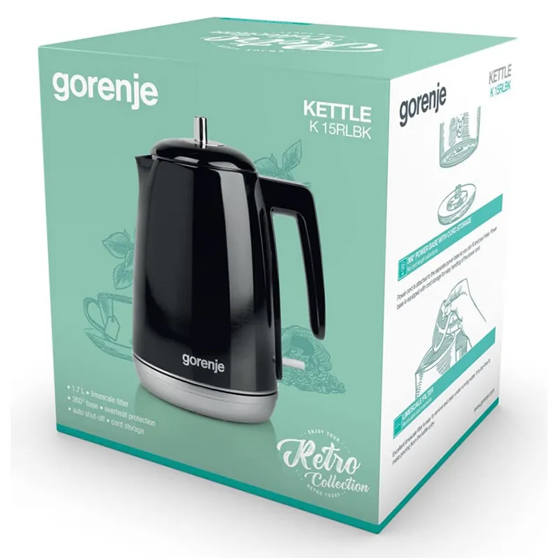 Fierbător electric Gorenje K15RLBK, Negru