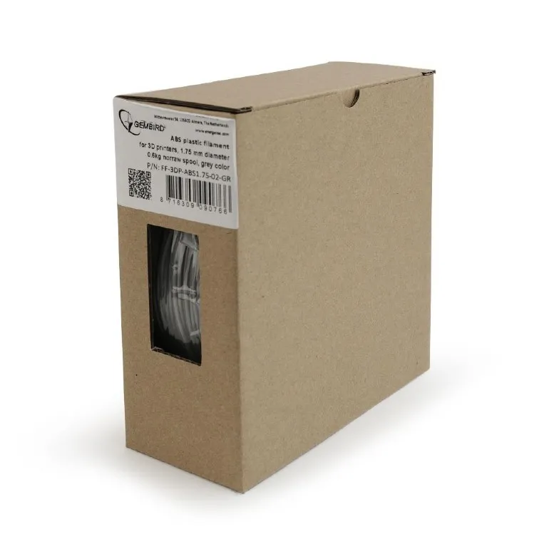 Filament pentru imprimantă 3D Gembird FF-3DP-ABS1.75-02-GR, ABS, Gri , 1.75 mm, 0,6 kg
