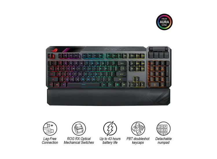 Wireless Gaming Keyboard Asus ROG Claymore II, Optical, Modular, RGB, 2.4 Ghz, US Layout